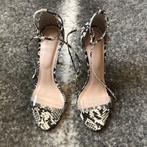 Snake Prink Heeled Sandals